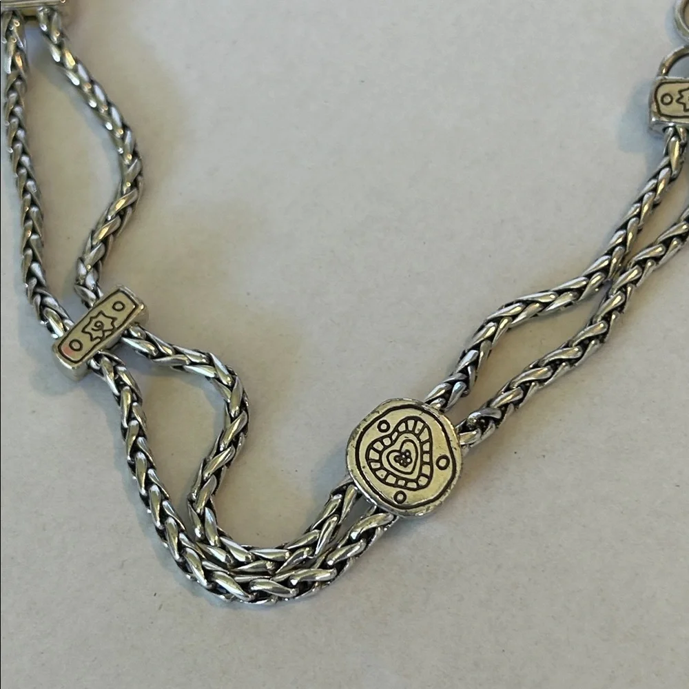 BRIGHTON SILVER TONE DOUBLE CHAIN ADJUSTABLE METAL BELT 35” LONG